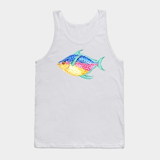 Fish, colorful watercolor, pink, blue, aqua, yellow Tank Top